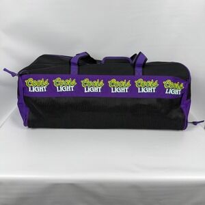 Coors Light Large Duffel Bag Black Purple Logo Zip Travel Gym Overnight